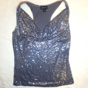 Seductions stretchy grey and silver glittery sparkly large top